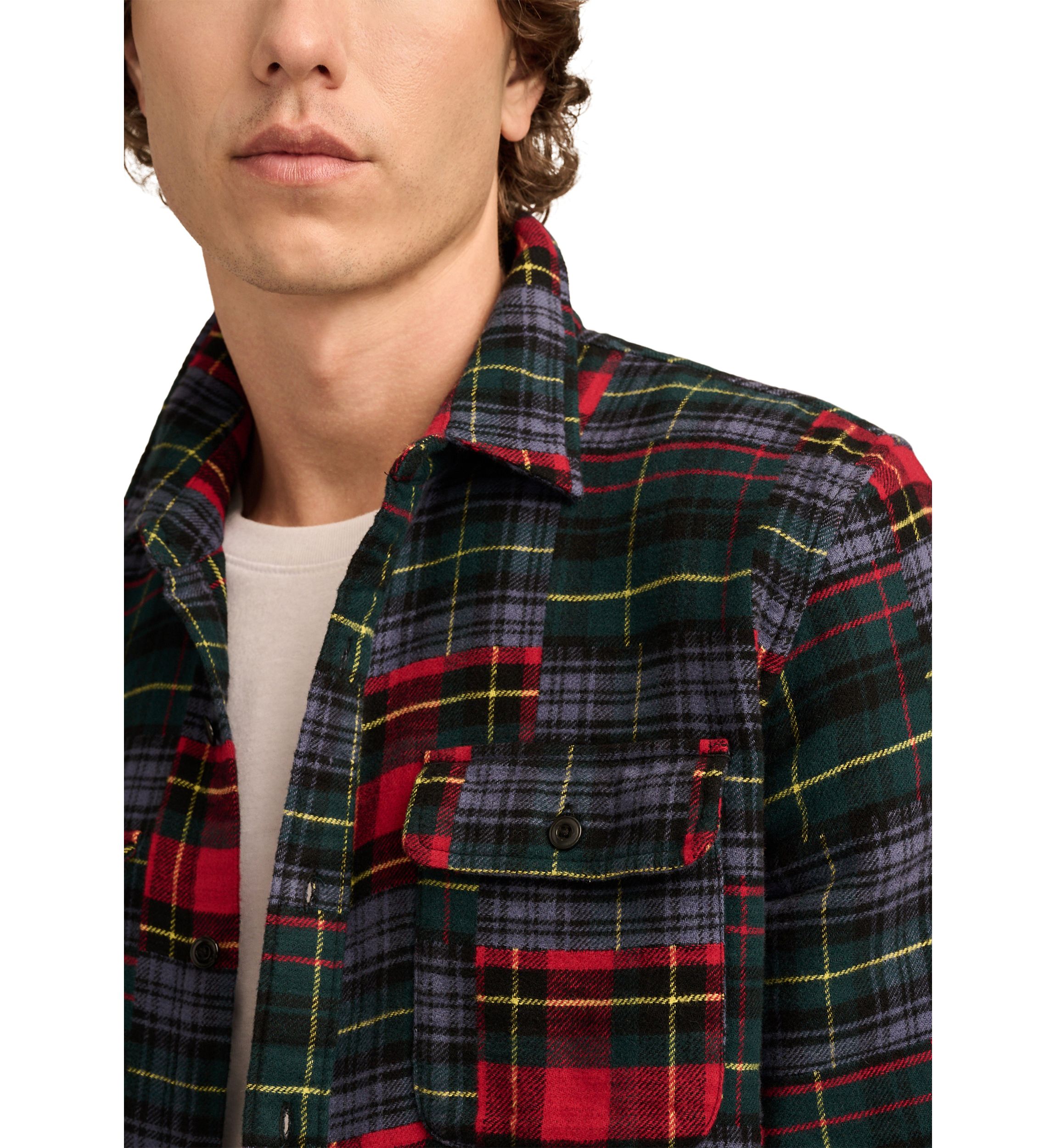 Jacquard Double Weave Patchwork Long Sleeve Shirt 