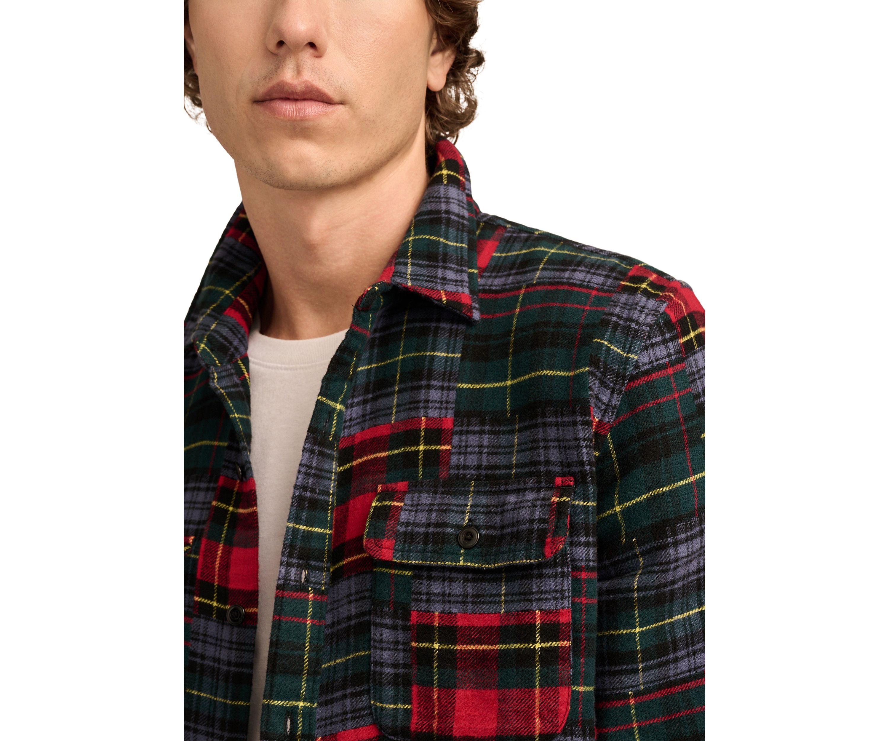 Jacquard Double Weave Patchwork Long Sleeve Shirt 