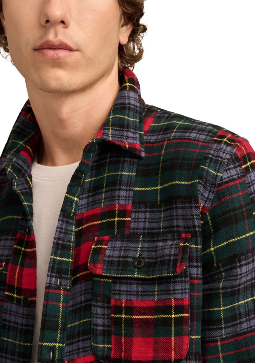 Jacquard Double Weave Patchwork Long Sleeve Shirt 