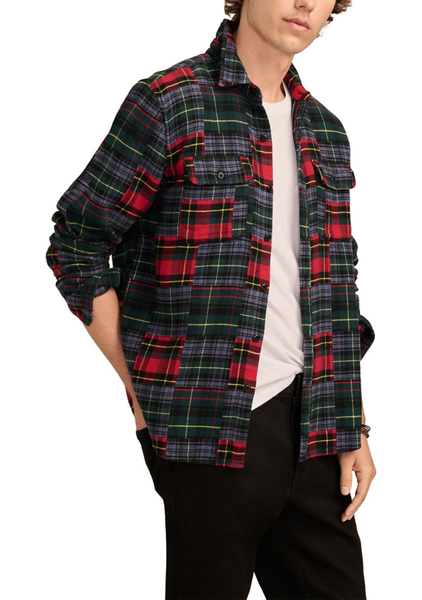 Jacquard Double Weave Patchwork Long Sleeve Shirt 