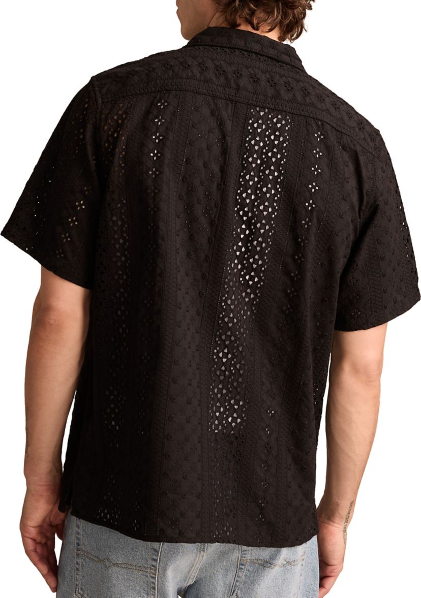 Short Sleeve Eyelet Camp Collar Shirt