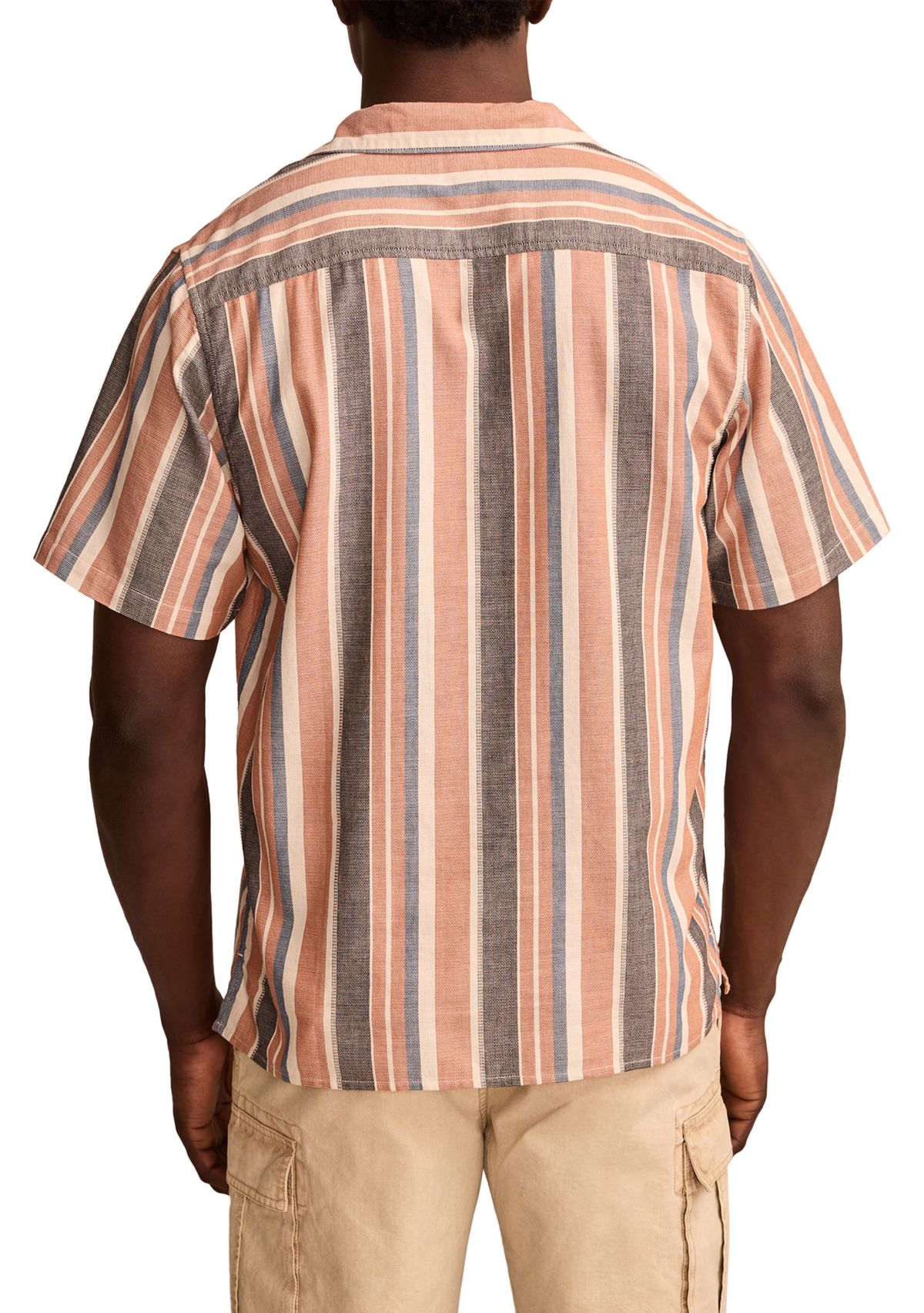 Striped Short Sleeve Camp Collar Shirt