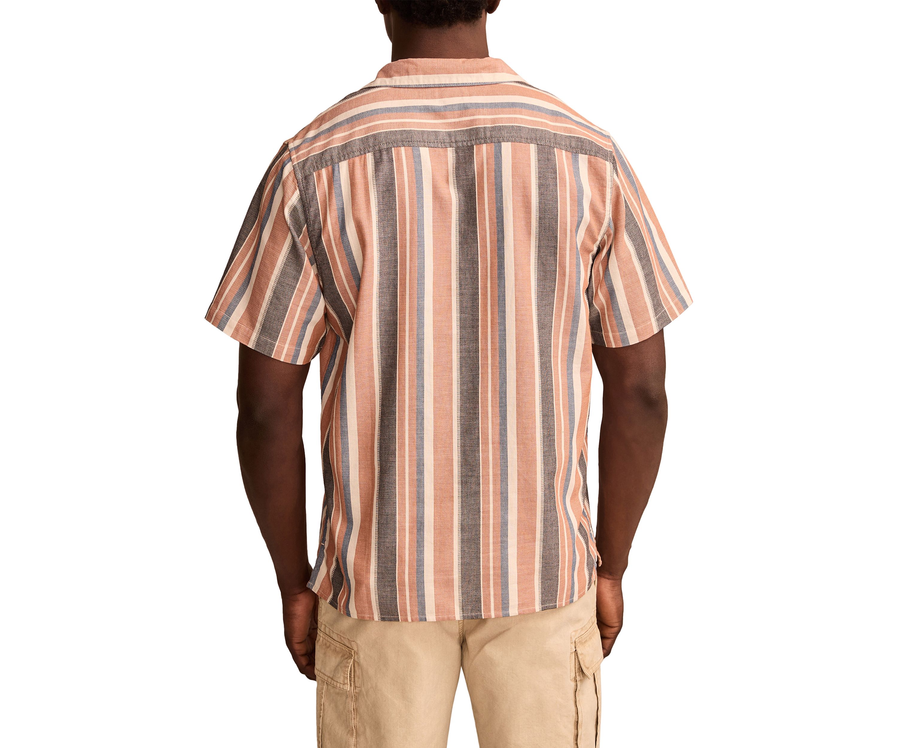 Striped Short Sleeve Camp Collar Shirt
