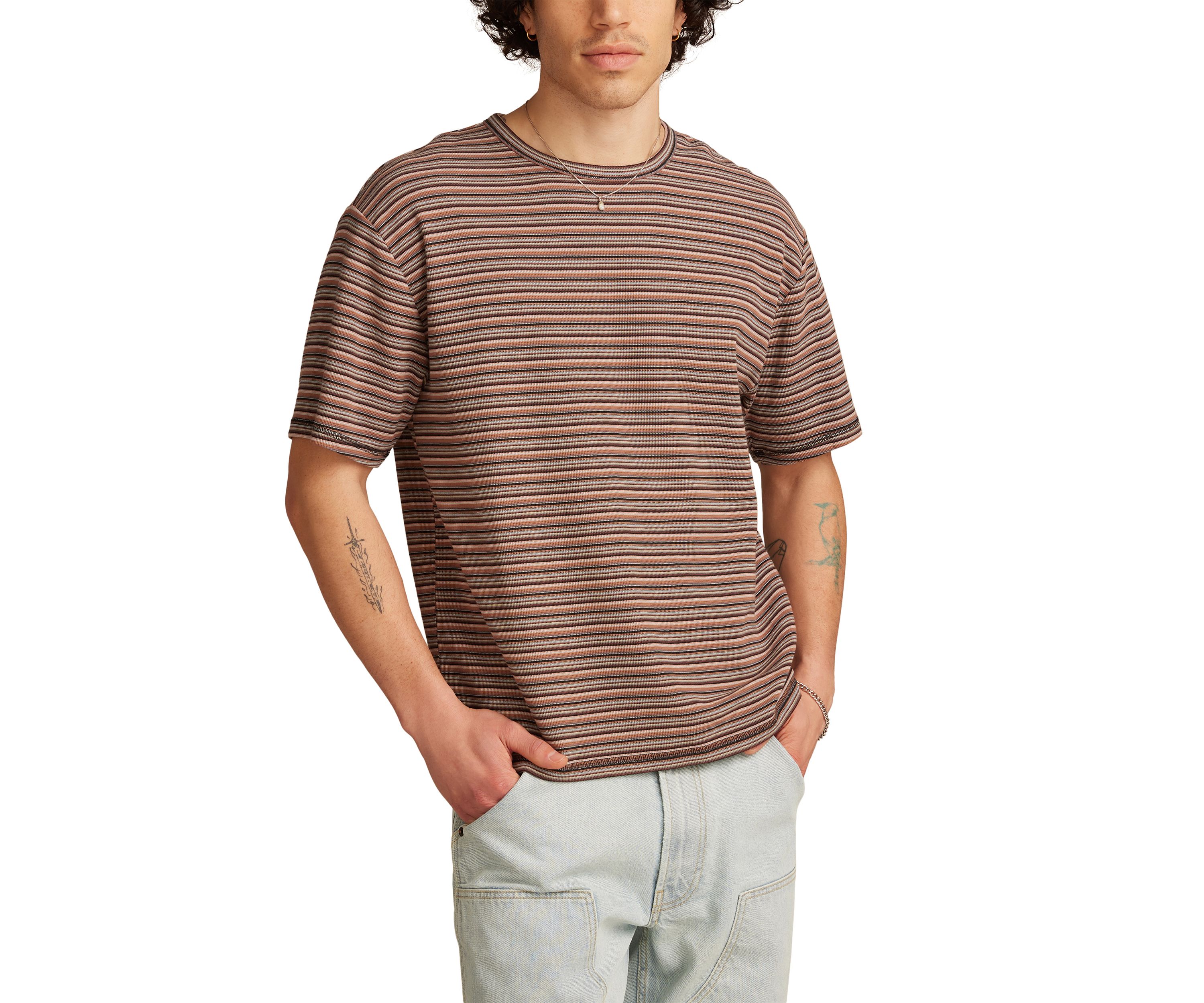 Stripe Waffle Knit T-Shirt