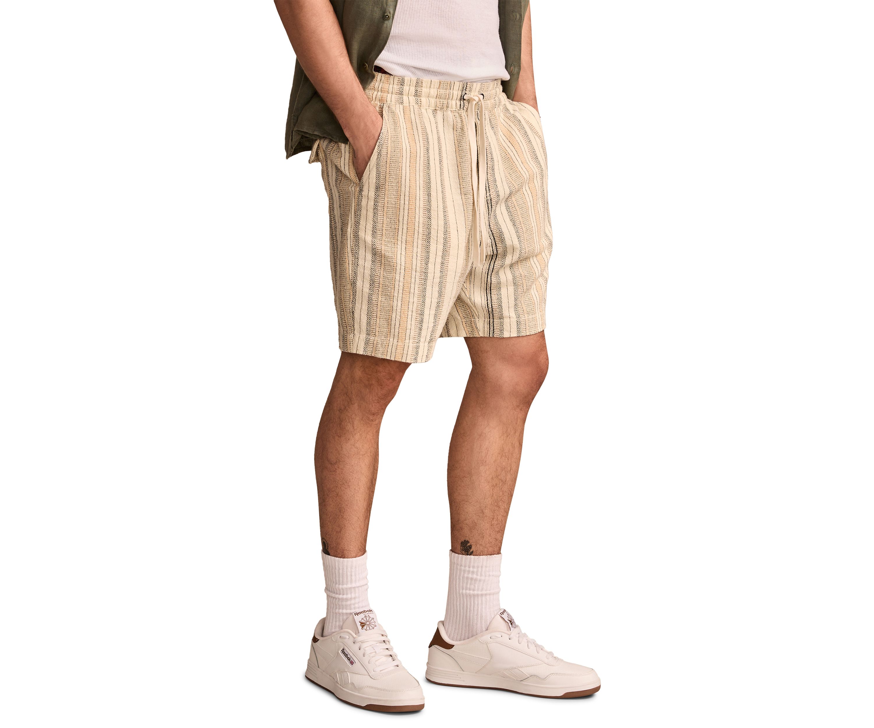 7 Striped Linen Shorts