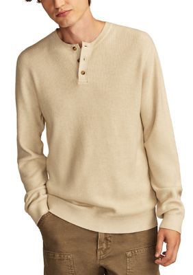 Lucky Brand Men's Shaker Rib Long Sleeve Henley Neck Sweater