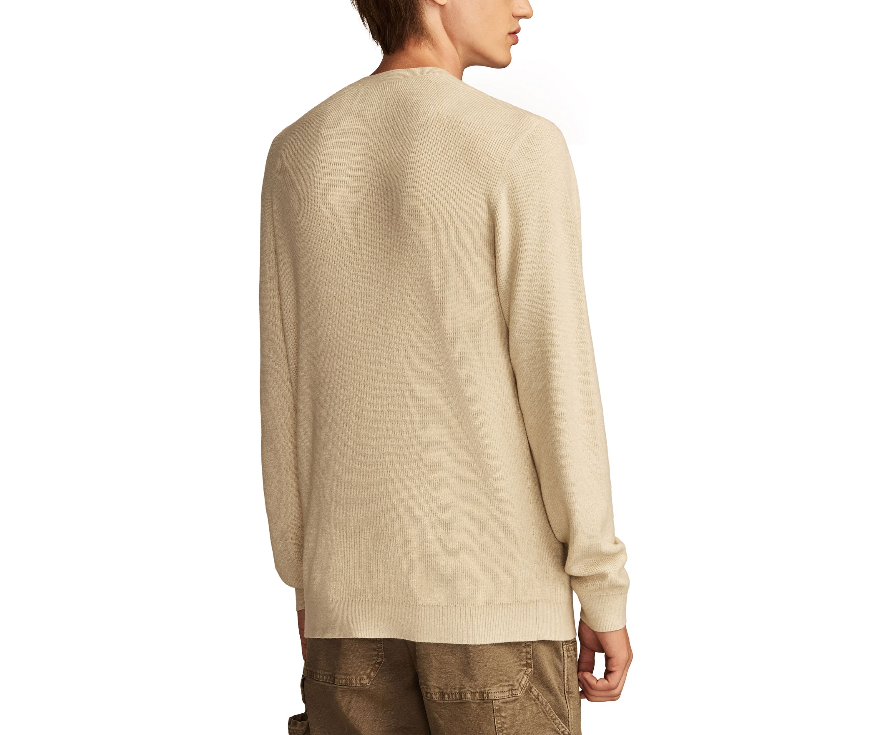 Shaker Rib Long Sleeve Henley Neck Sweater