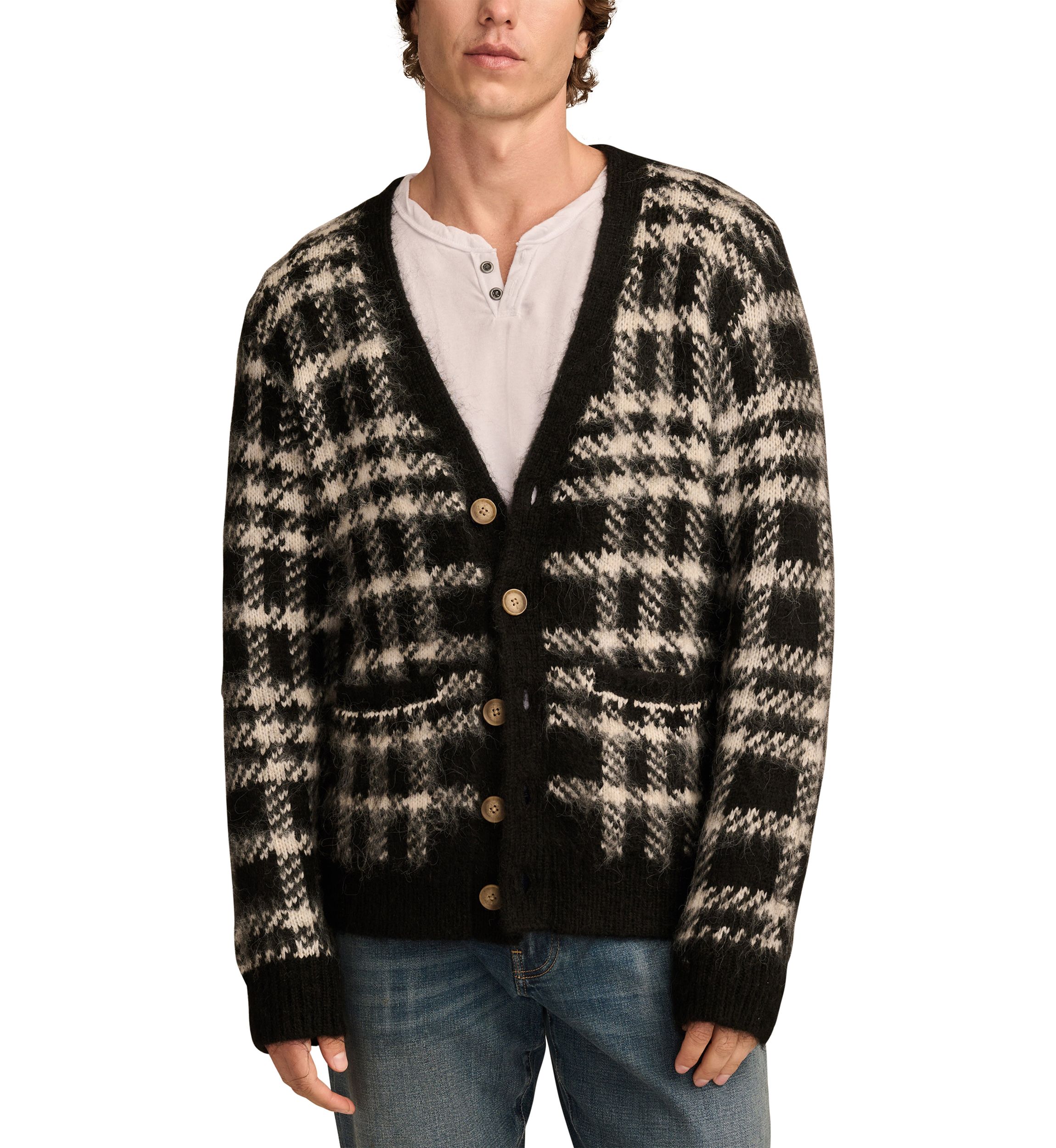 Jacquard Brushed Cardigan