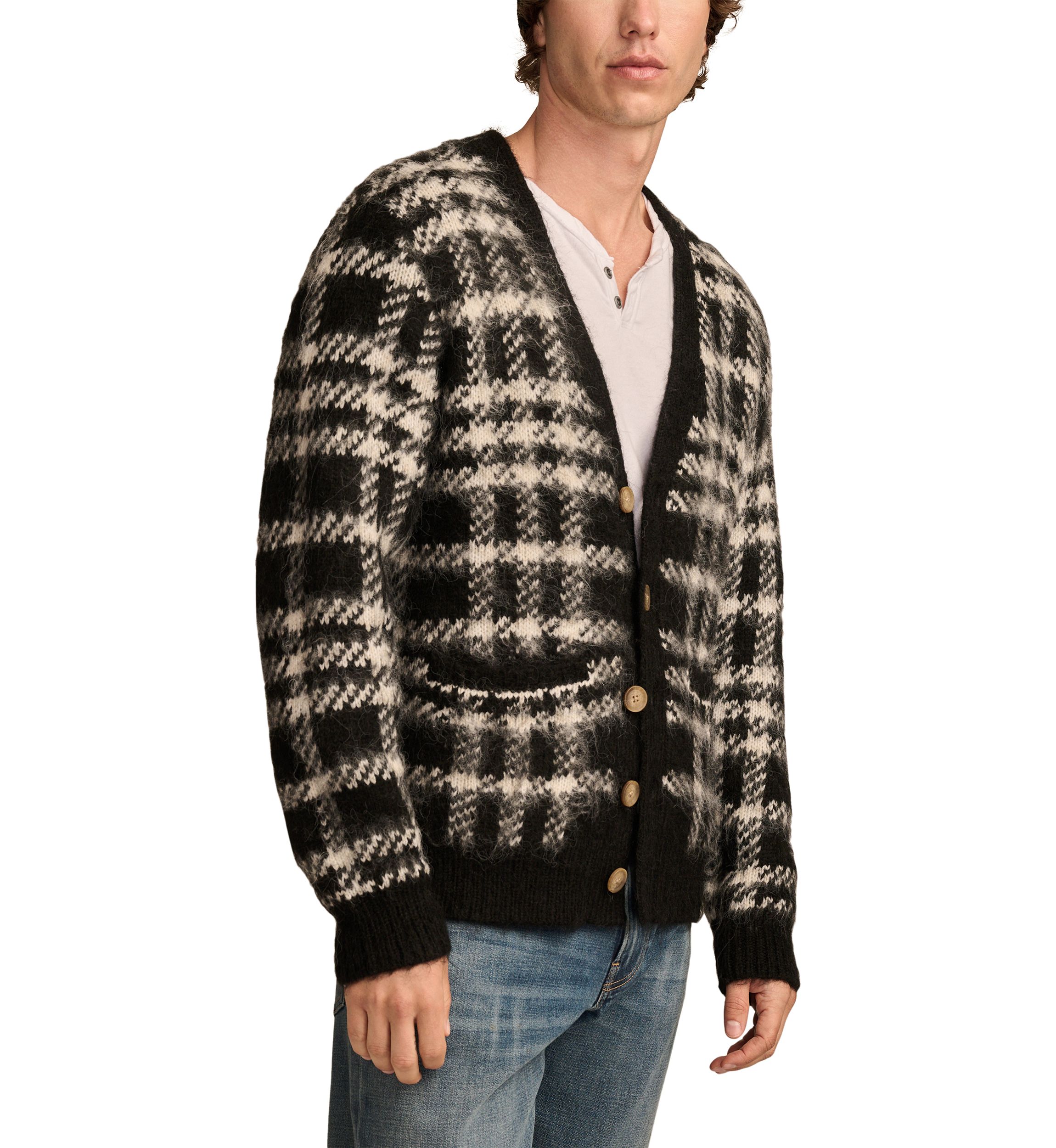 Jacquard Brushed Cardigan