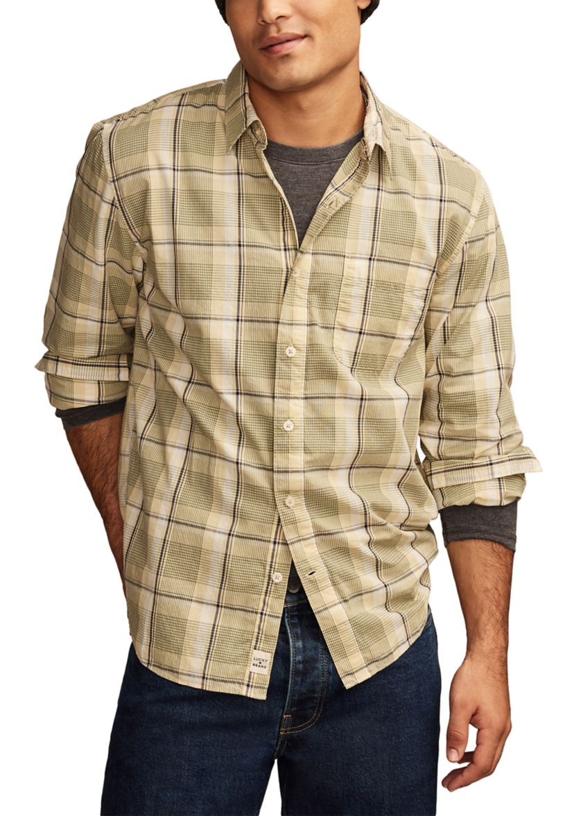 Plaid One Pocket Poplin Long Sleeve Shirt