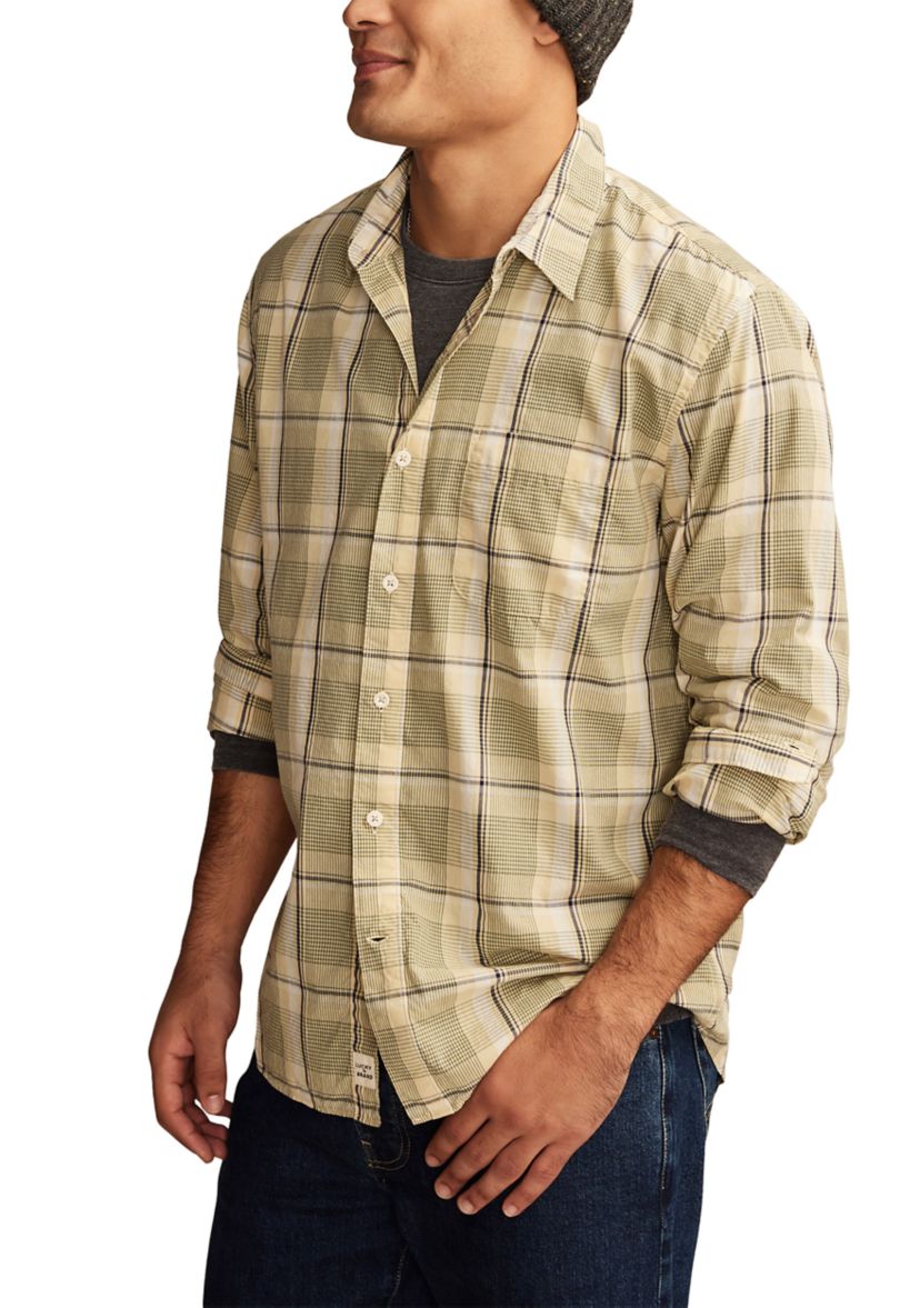 Plaid One Pocket Poplin Long Sleeve Shirt