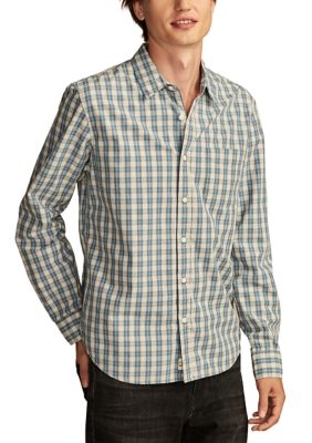 Lucky Brand Men's Plaid One Pocket Poplin Long Sleeve Shirt