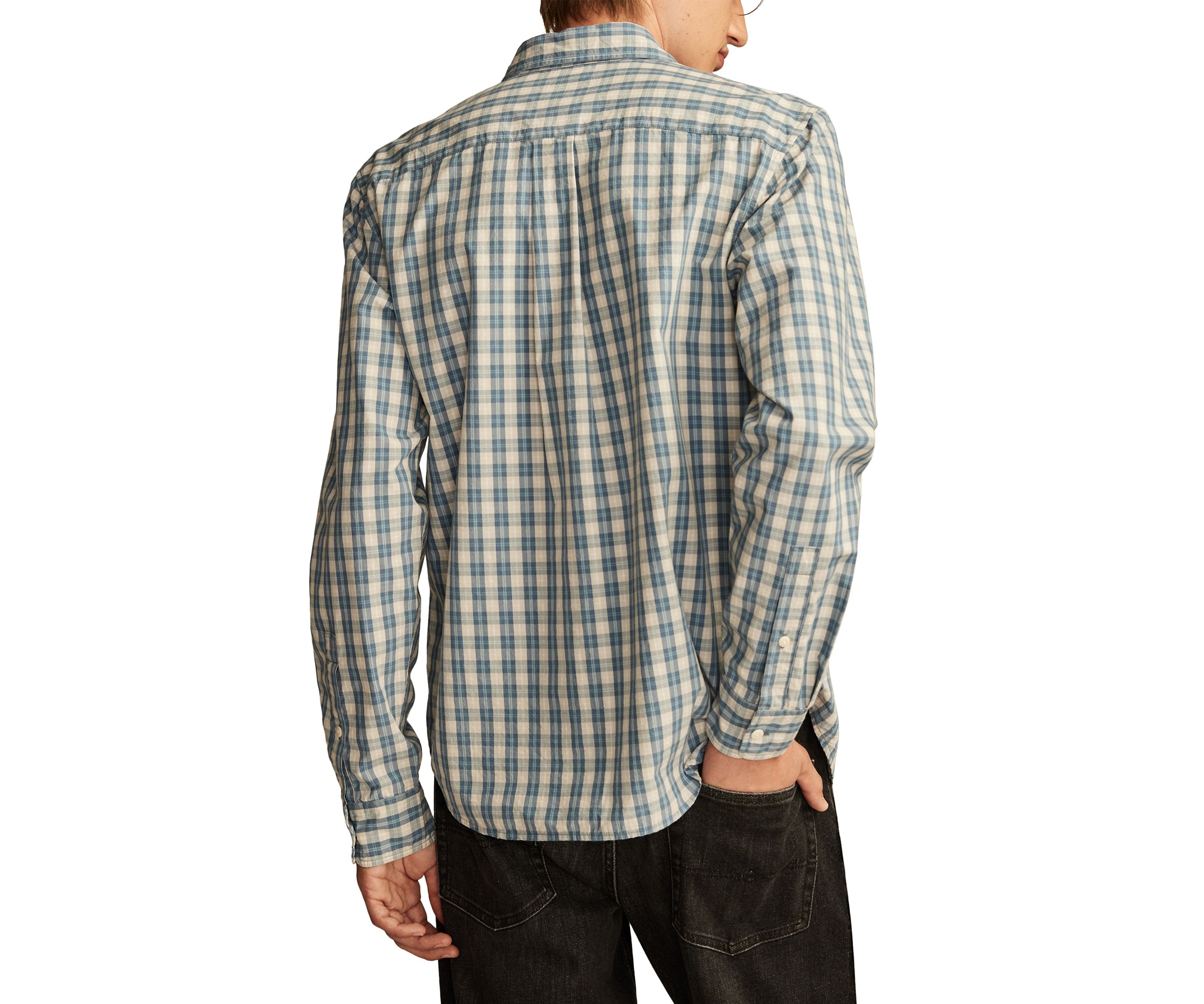 Plaid One Pocket Poplin Long Sleeve Shirt