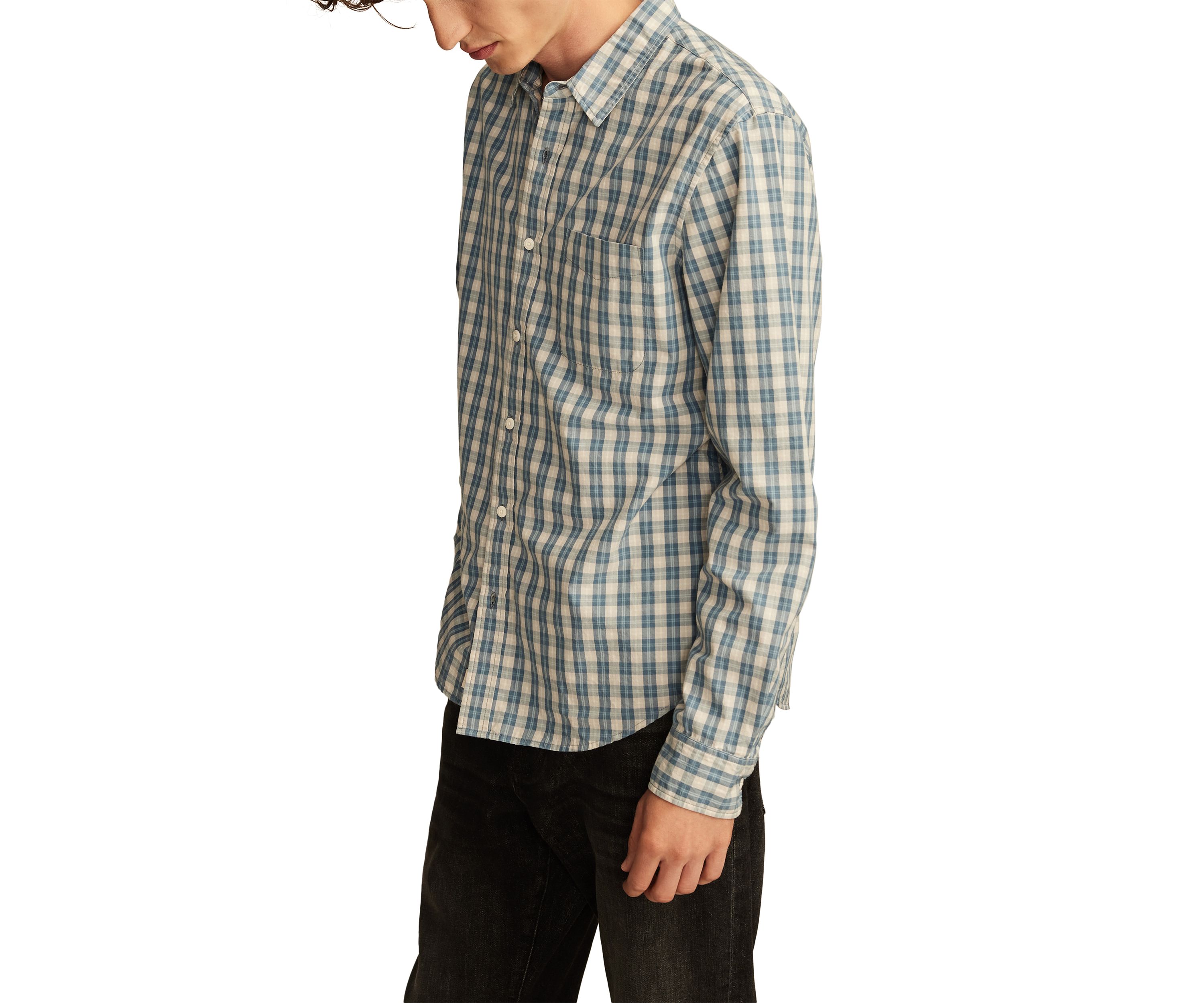 Plaid One Pocket Poplin Long Sleeve Shirt