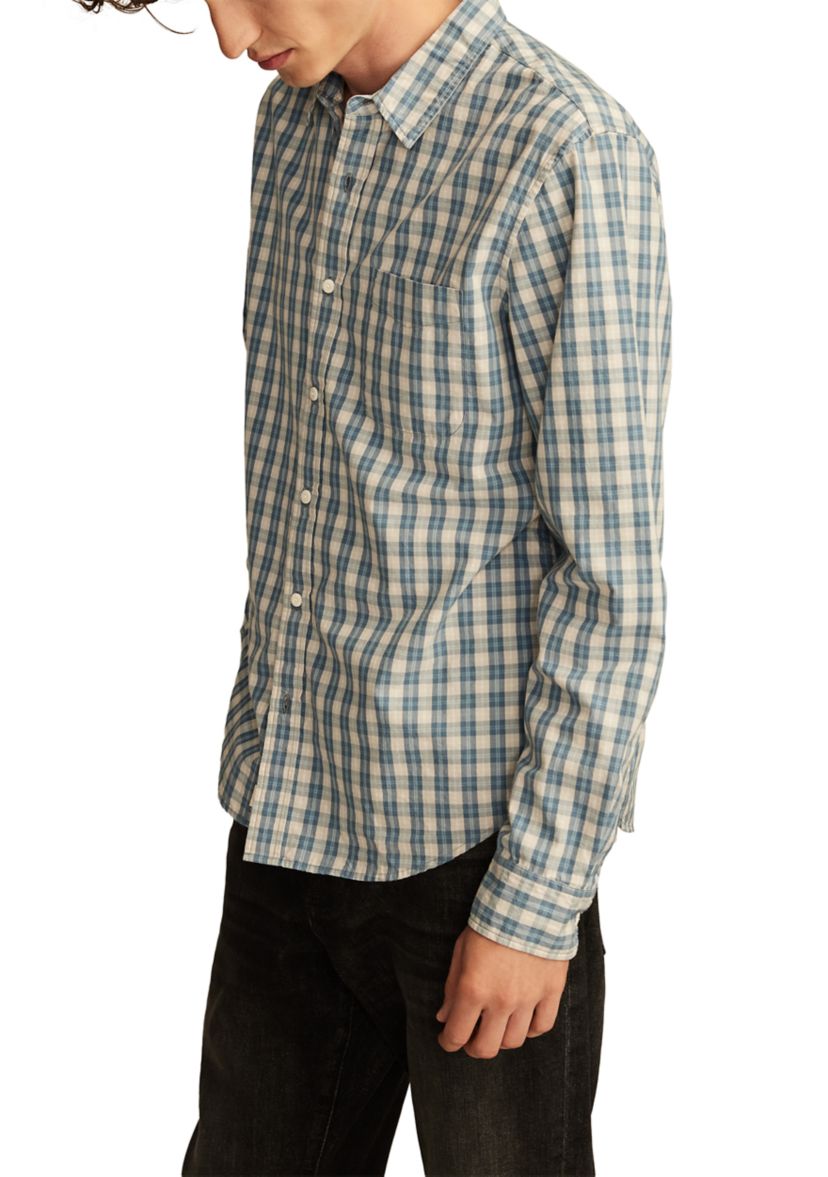 Plaid One Pocket Poplin Long Sleeve Shirt