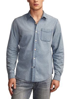 Lucky Brand Men's Printed Poplin Long Sleeve Shirt
