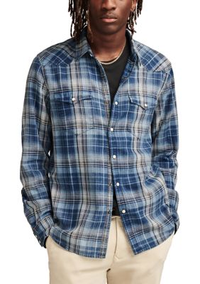Lucky Brand Men's Big & Tall Long Sleeve Indigo Western Shirt, 3XL