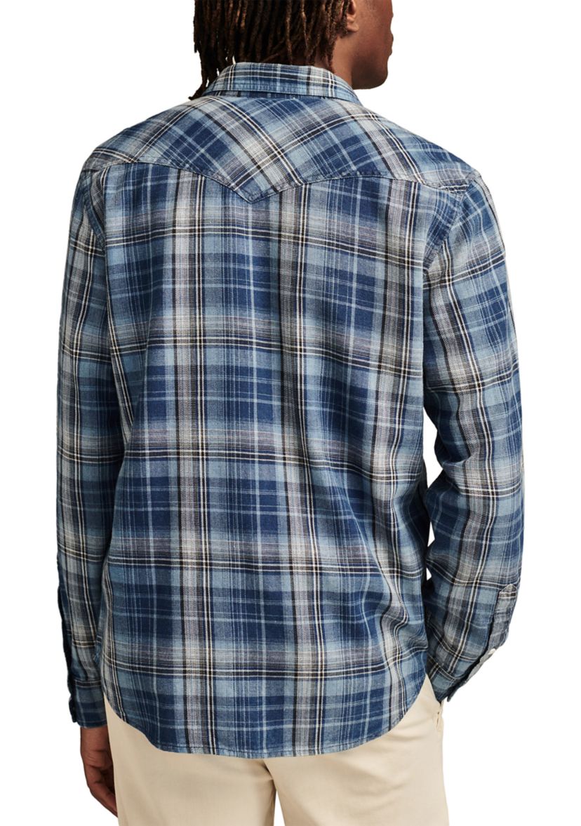 Big & Tall Long Sleeve Indigo Western Shirt 
