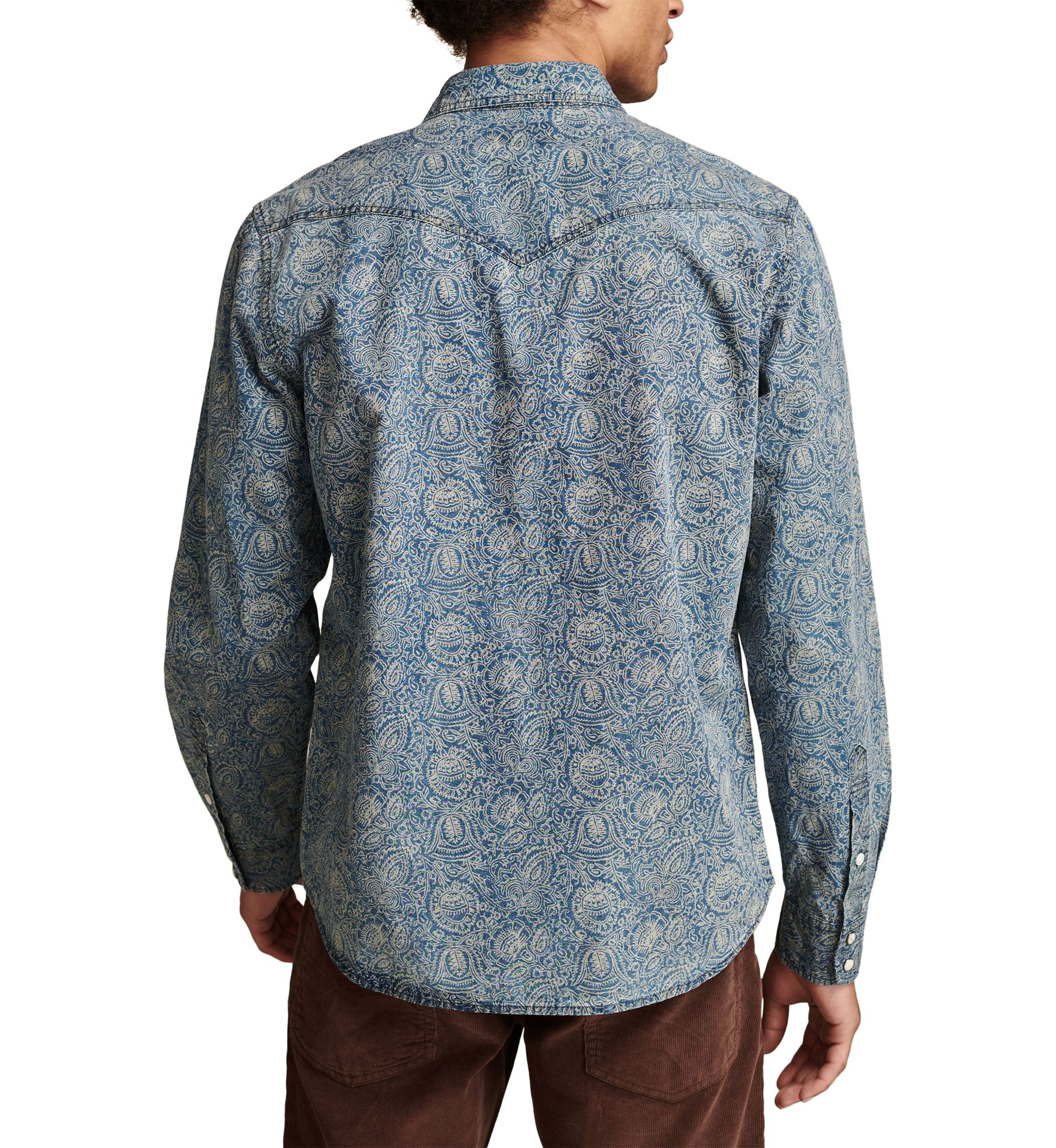 Big & Tall Printed Indigo Western Shirt 