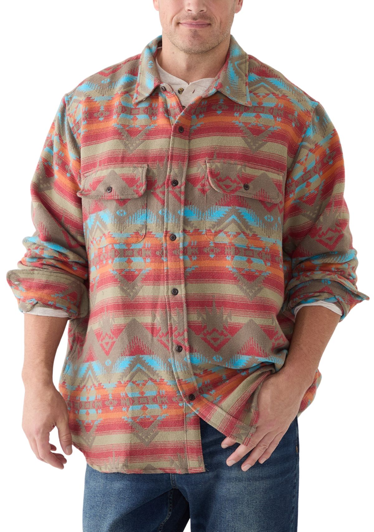 Big & Tall Printed Button Down Shirt 