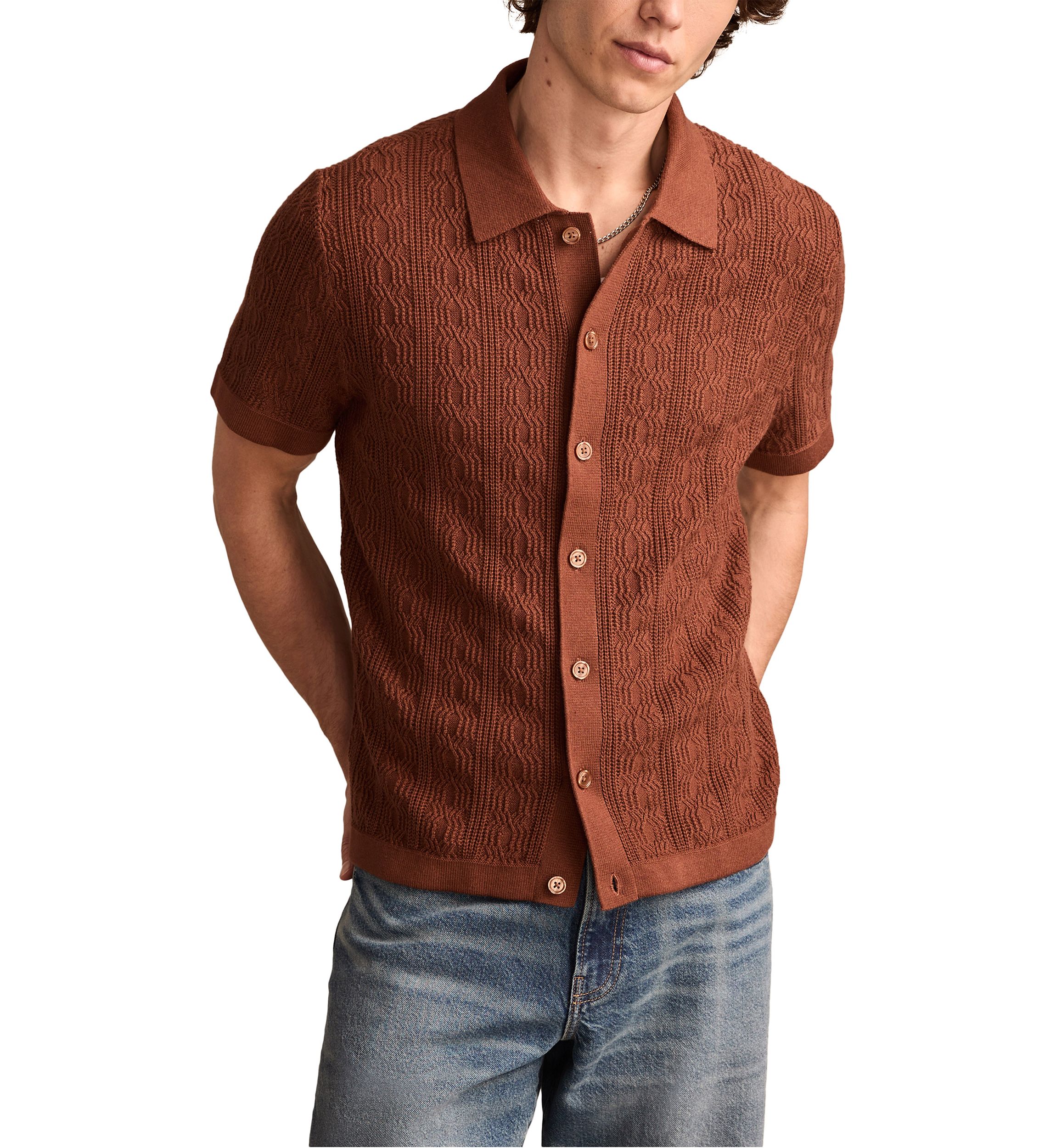 Short Sleeve Button Down Sweater