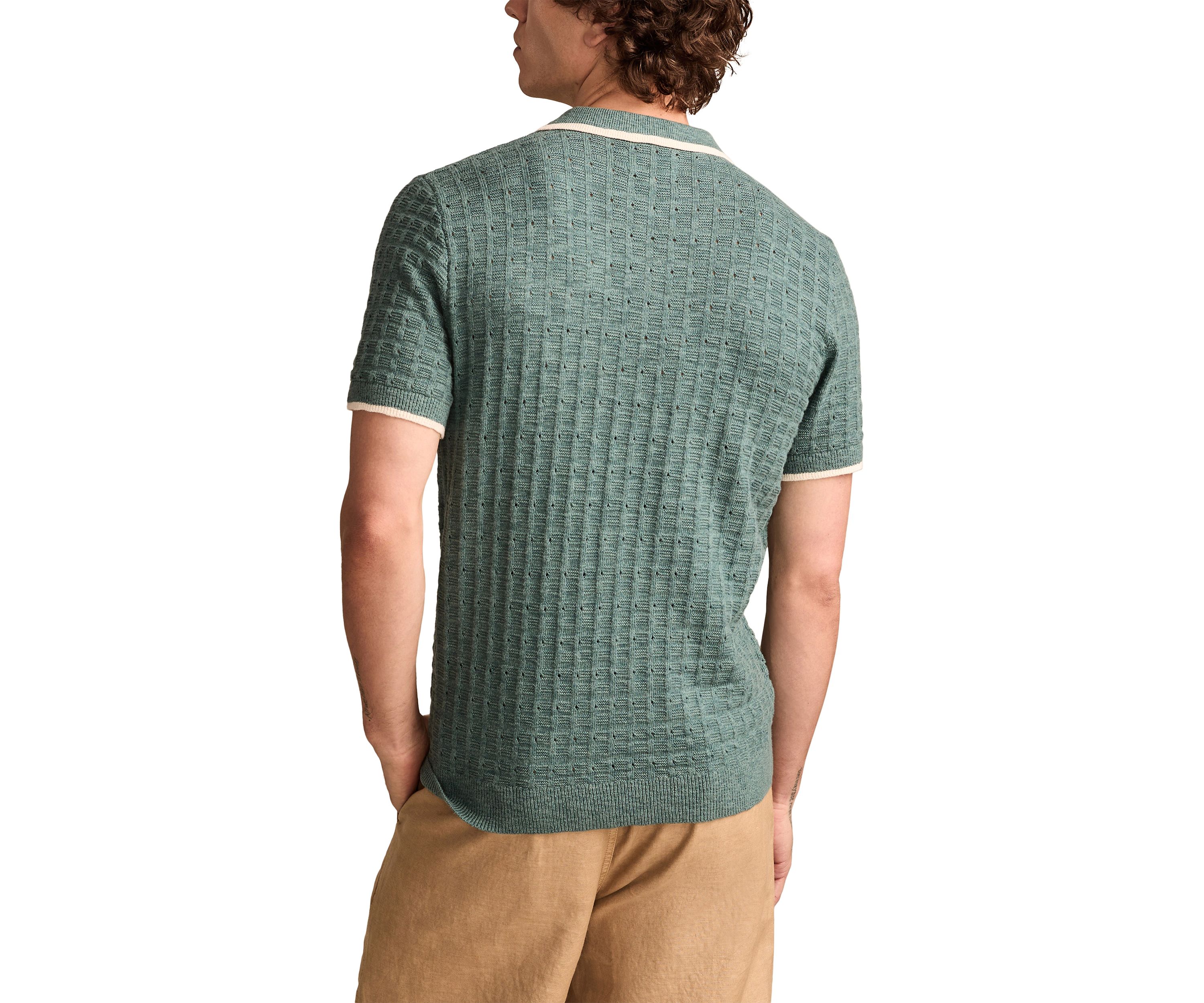 Short Sleeve Tipped Polo Sweater 