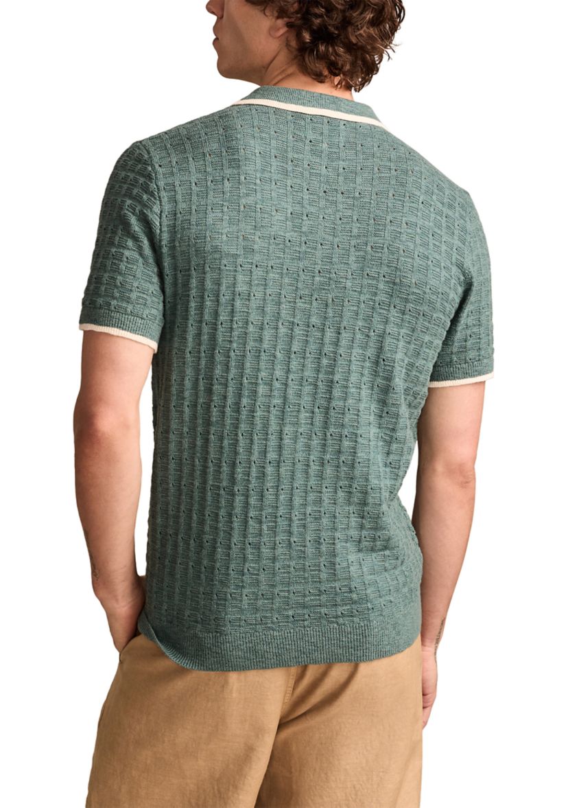 Short Sleeve Tipped Polo Sweater 
