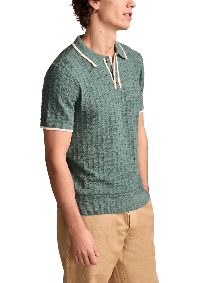 Short Sleeve Tipped Polo Sweater 