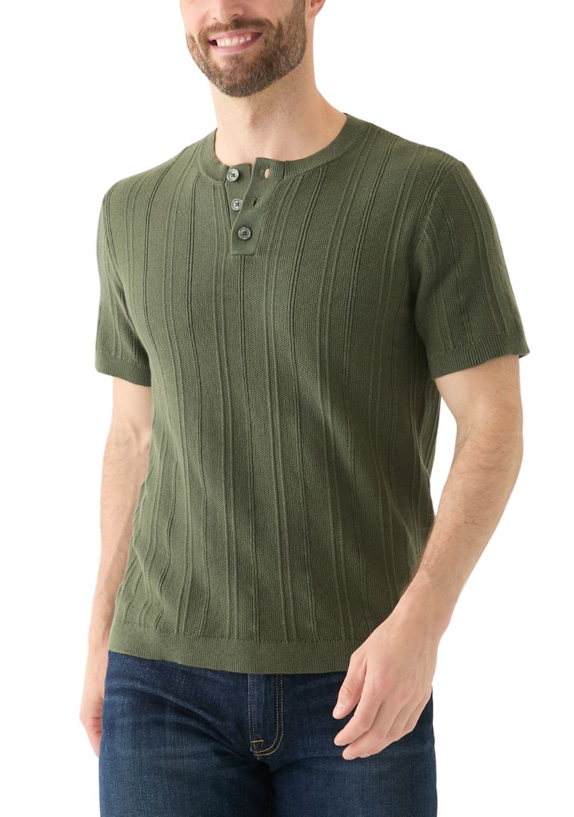 Short Sleeve Henley Sweater 
