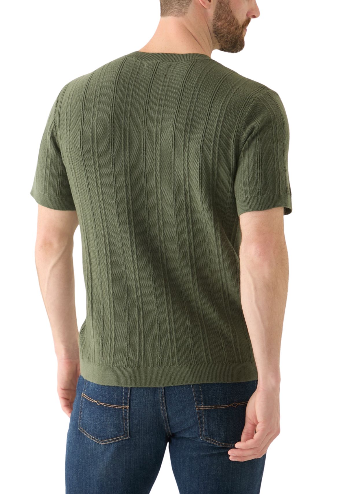 Short Sleeve Henley Sweater 