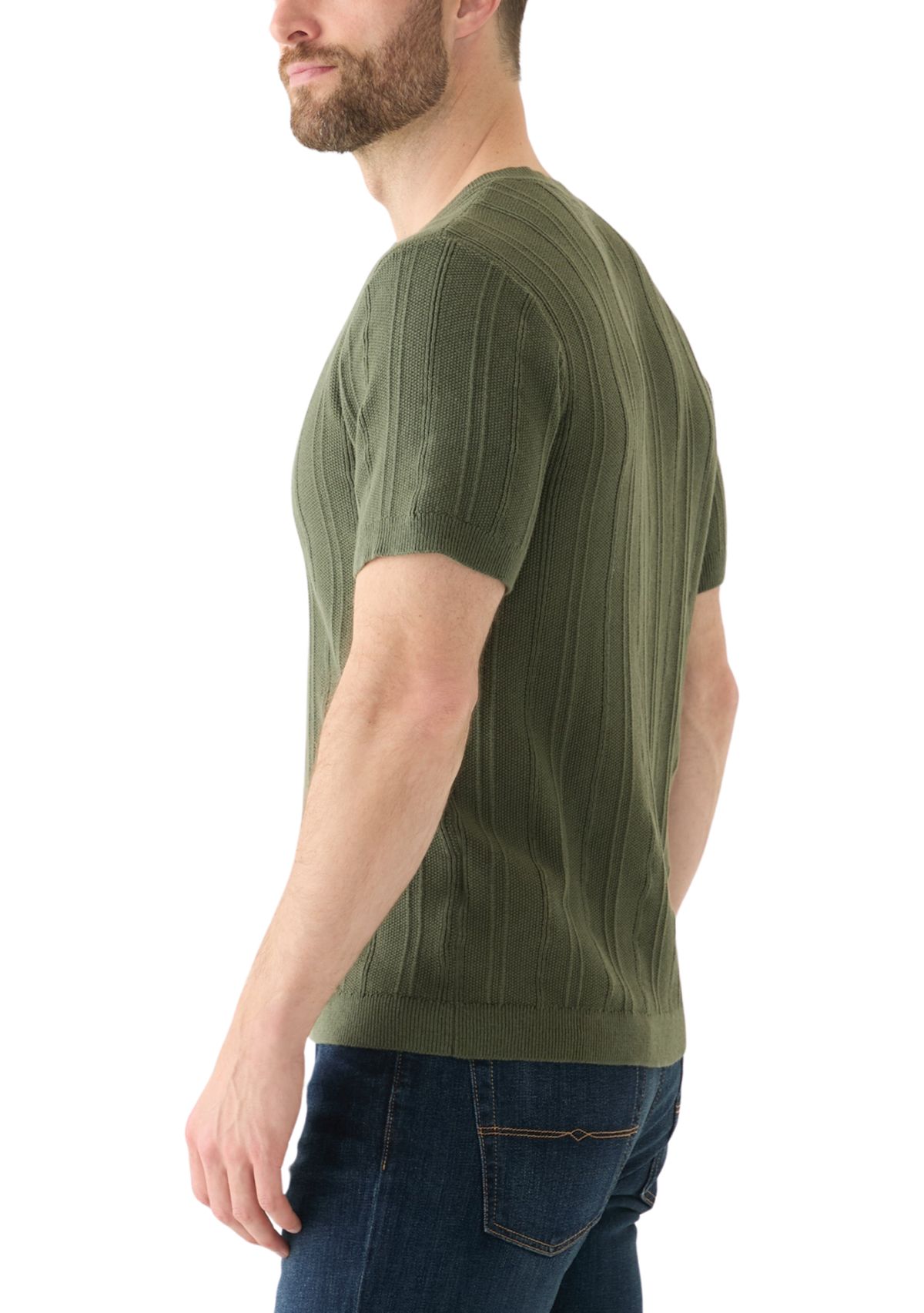 Short Sleeve Henley Sweater 