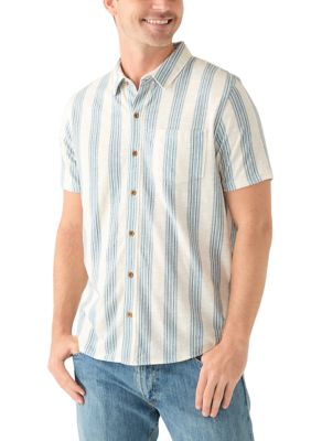 Lucky Brand Men's Linen Short Sleeve Ombre Stripe Shirt