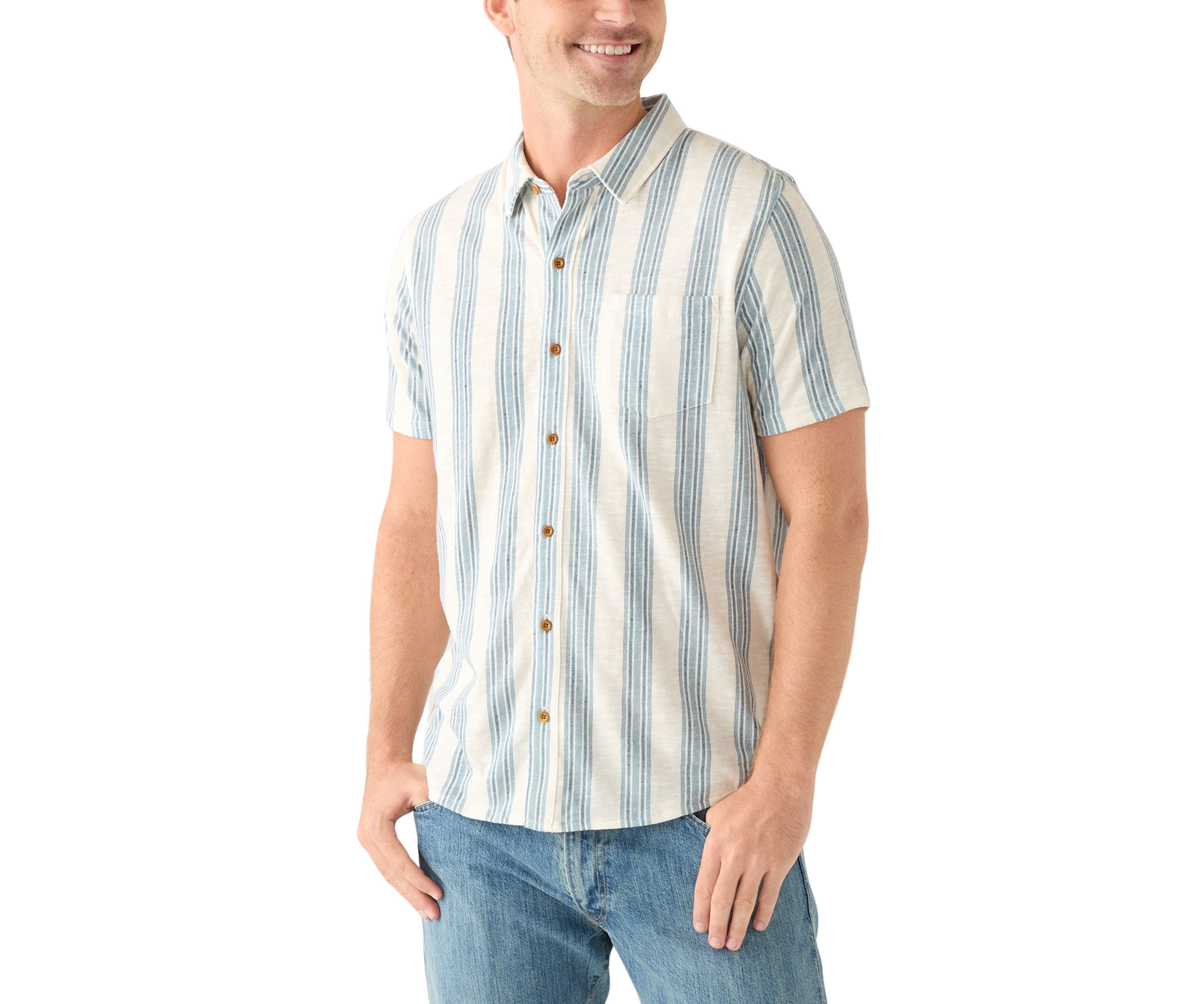 Linen Short Sleeve Ombre Stripe Shirt