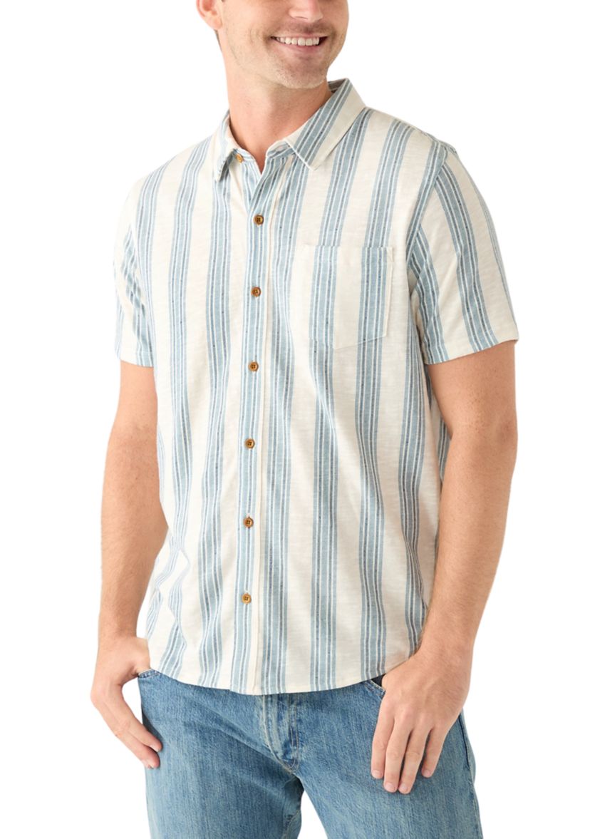Linen Short Sleeve Ombre Stripe Shirt