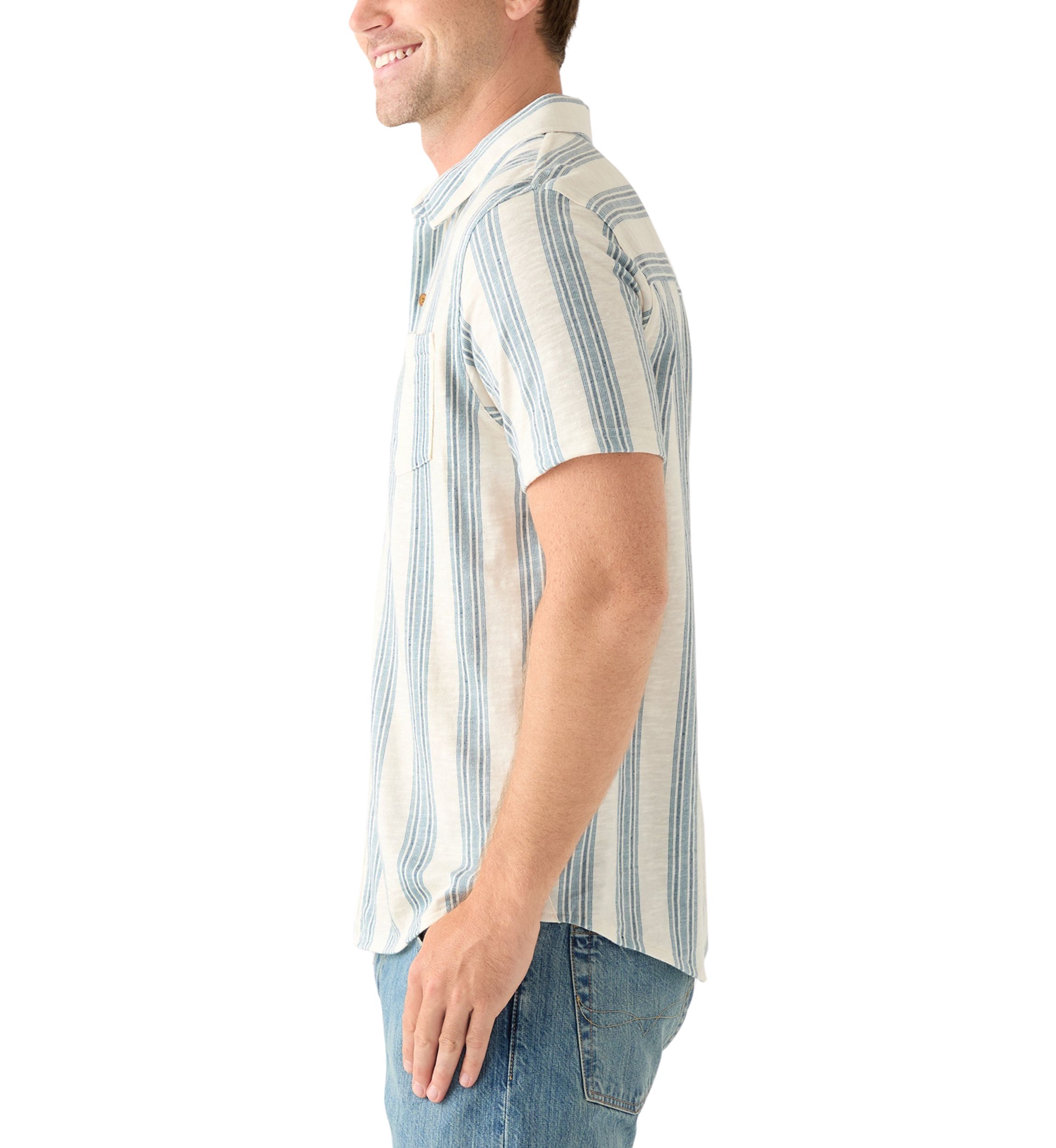 Linen Short Sleeve Ombre Stripe Shirt