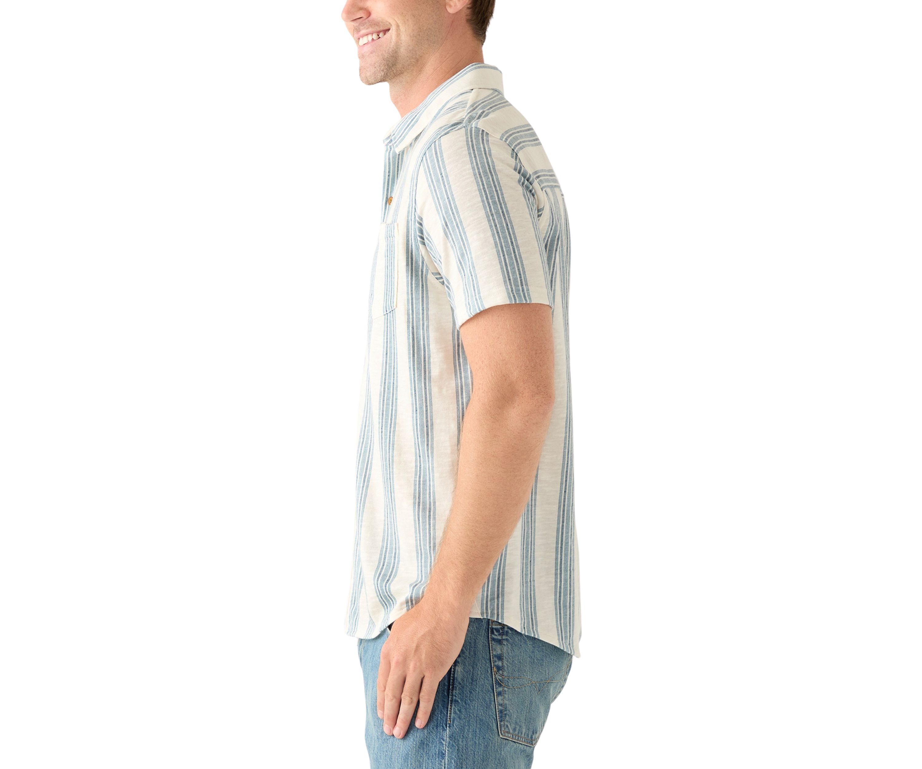 Linen Short Sleeve Ombre Stripe Shirt
