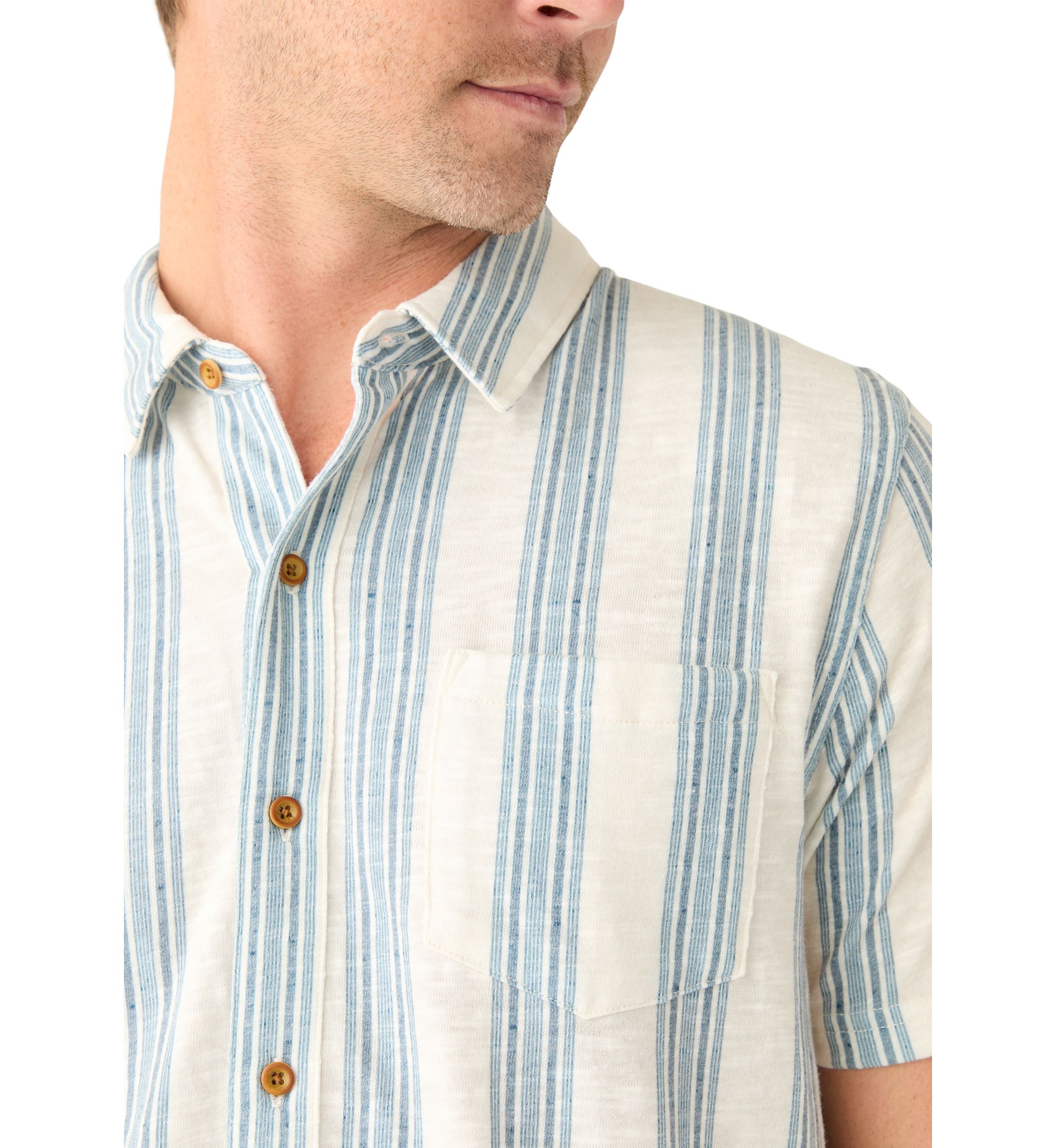 Linen Short Sleeve Ombre Stripe Shirt