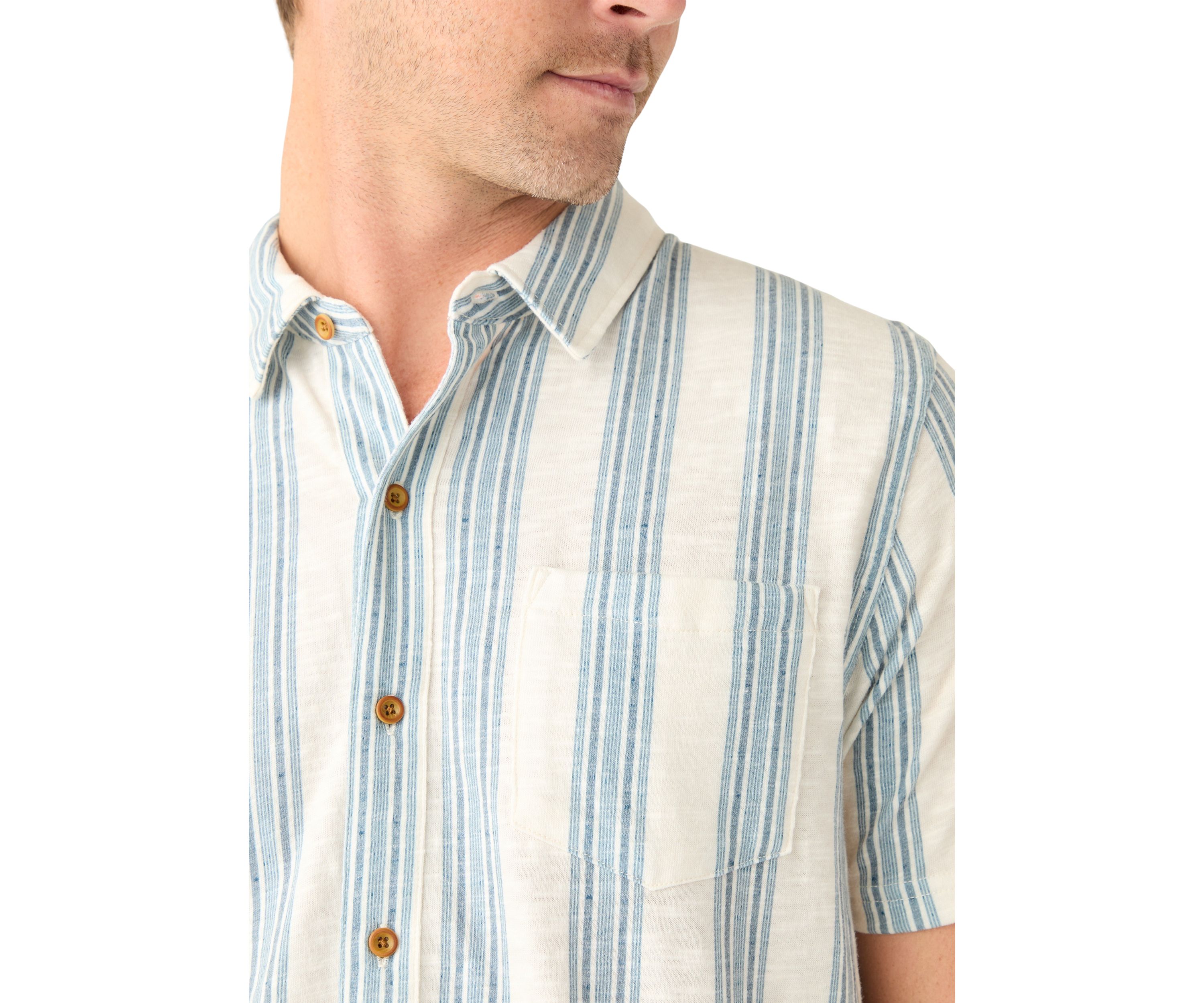 Linen Short Sleeve Ombre Stripe Shirt