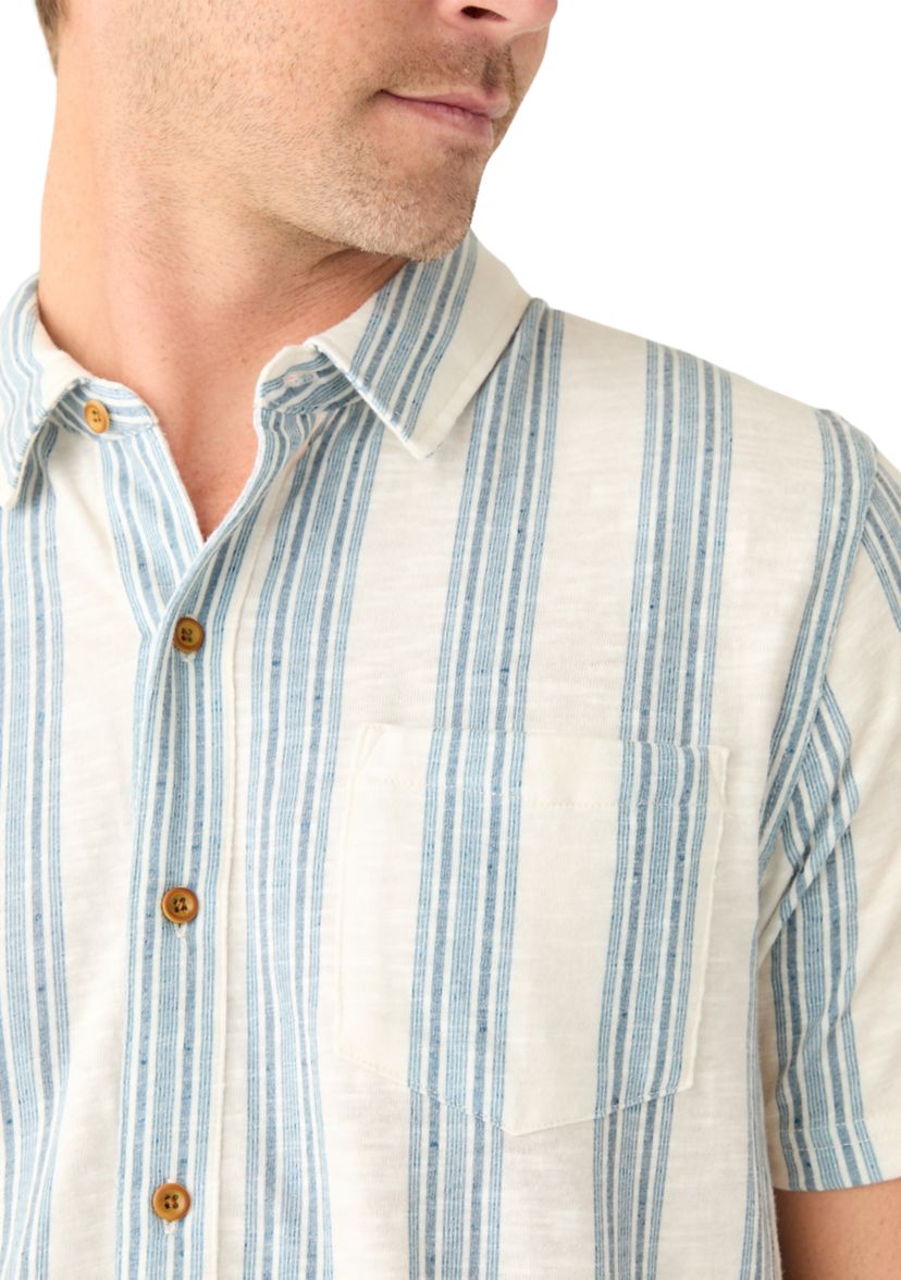 Linen Short Sleeve Ombre Stripe Shirt