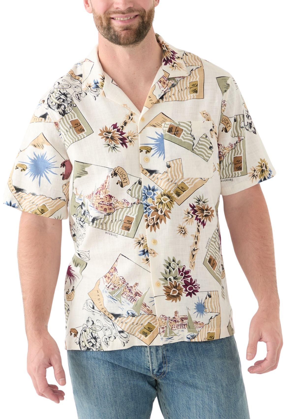 Printed Camp Collar Short Sleeve Shirt