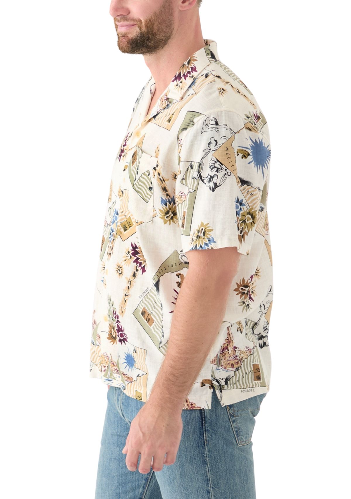 Printed Camp Collar Short Sleeve Shirt
