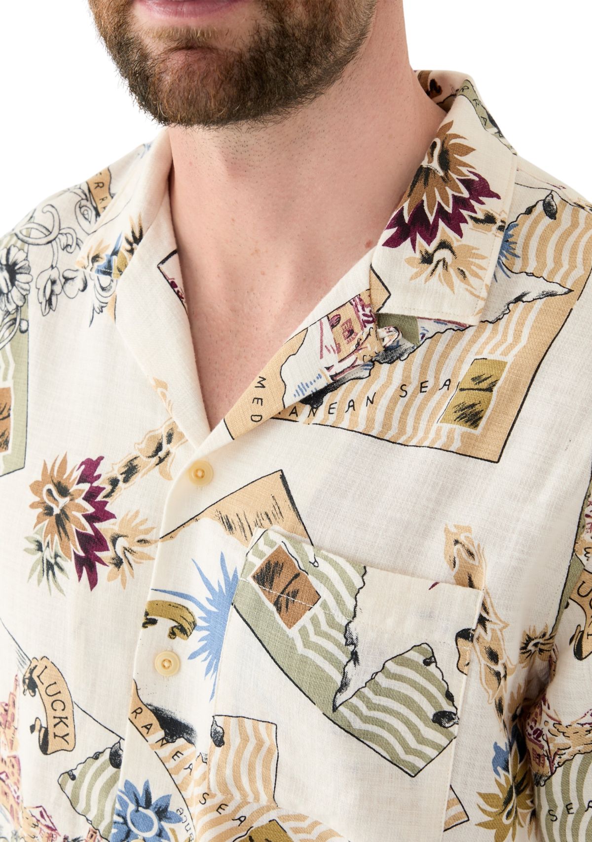 Printed Camp Collar Short Sleeve Shirt