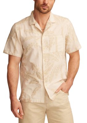 Lucky Brand Men's Palm Print Camp Collar Short Sleeve Shirt