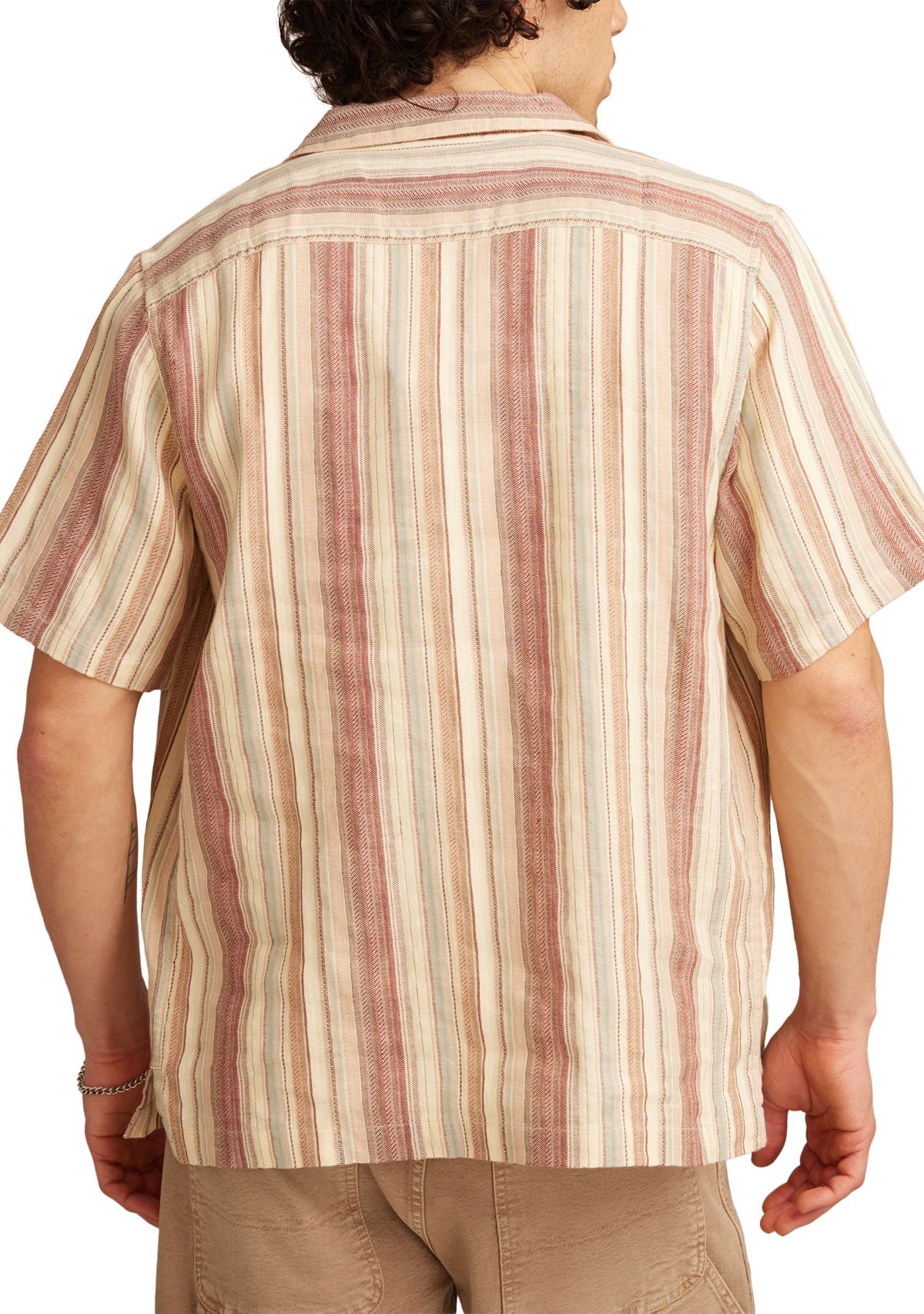  Linen Dobby Stripe Camp Collar Short Sleeve Shirt