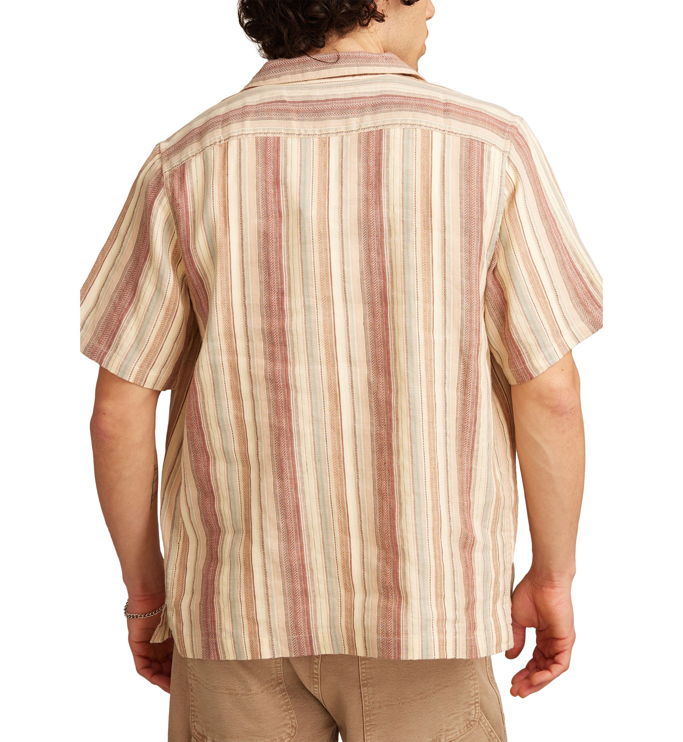  Linen Dobby Stripe Camp Collar Short Sleeve Shirt