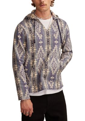 Lucky Brand Men's Woven Jacquard Printed Hoodie