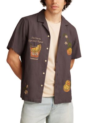 Lucky Brand Men's Vice Camp Collar Short Sleeve Shirt