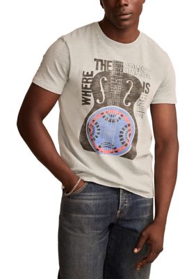 Lucky Brand Men's Blue Grass Guitar Graphic T-Shirt