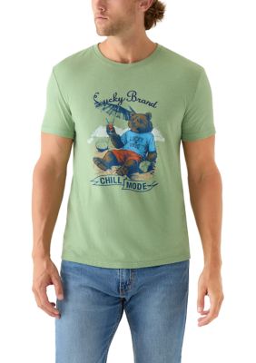 Lucky Brand Men's Short Sleeve Crew Neck Chill Mode Bear Tee