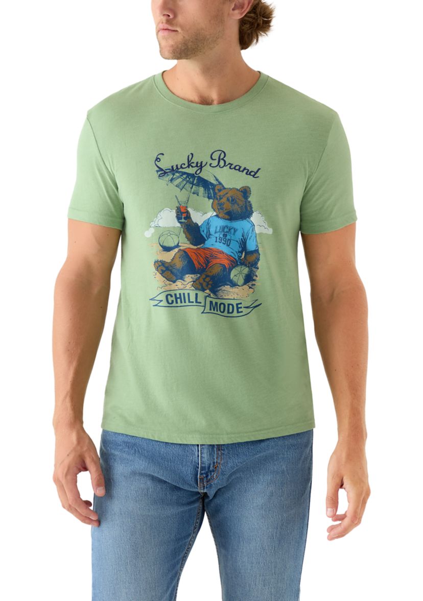 Short Sleeve Crew Neck Chill Mode Bear Tee